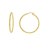 JT ESTATE 14K Yellow Gold Large 50Mm Diamond Cut Hoops