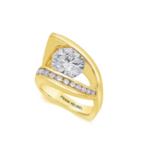 14K Yellow Gold Contemporary Round Diamond Engagement Ring
