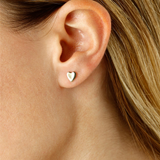 14K Yellow Gold Plain Heart Stud Earrings