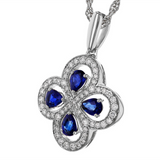 14K White Gold Natural Diamonds Clover Pendant