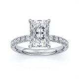 Platinum 3.07Ct Radiant Lab Grown Diamonds Hidden Halo Engagement Ring