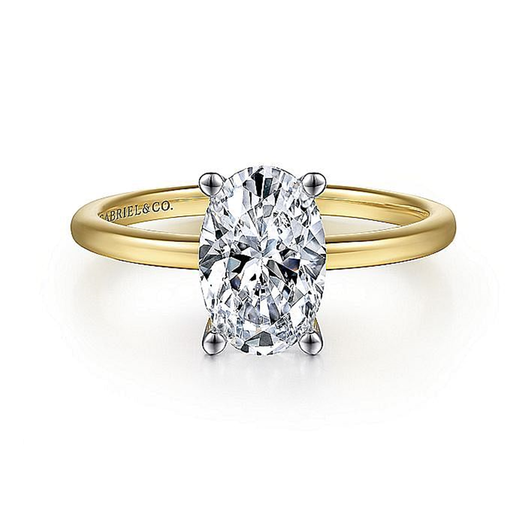 14K Yellow And White Gold 'Evalia' Oval Center Solitaire Engagement ...