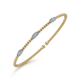 14K Yellow And White Gold Natural Diamond Marquise Station Cuff