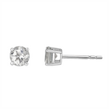 April Birthstone Studs: 14K White Gold White Topaz Stud Earrings