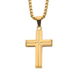 18K Gold IP Cross Drop Pendant