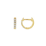 18K Yellow Gold 10mm Round Huggie Natural Diamonds Hoop Earrings
