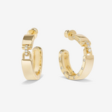 18K Yellow Gold Overlay 1-Inch 'Ashley' Cubic Zirconia Lock Hoop Earrings