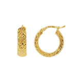 JT ESTATE 14K Yellow Gold Diamond Cut Pattern Huggies