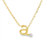 14K Yellow Gold 'A' Initial Diamond Necklace with a .02ct natural diamond