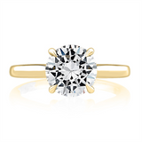 14K Yellow And White Gold Solitaire Diamond Engagement Ring With Peek-A-Boo Diamonds