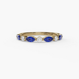 14K White Gold Marquise Sapphires Classic Ring