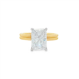 14K Yellow And White Gold Hidden Halo Radiant Diamond Engagement Ring