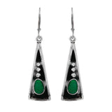 JT ESTATE Sterling Silver Geometric Dangle Turquoise Earrings
