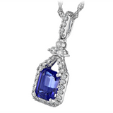 14K White Gold Tanzanite Halo Necklace