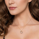 14K Yellow And White Gold Interlocking Circle Diamond Pendant Necklace