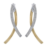 14K Yellow And White Drop Natural Diamonds Earrings