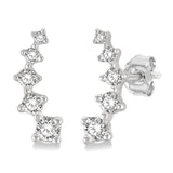 10K White Gold Diamond Climber Earrings