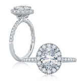 14K White Gold Halo Oval Diamond Engagement Ring