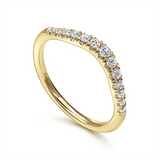 14K Yellow Gold "Annecy" Curved Natural Diamonds Band