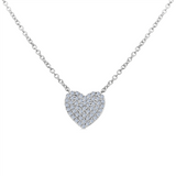 18K White Gold Natural Diamonds Heart Necklace
