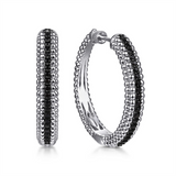 Sterling Silver Black Spinel 30Mm Bujukan Hoops