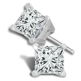 14K White Gold 2.00 CTW Princess Lab Grown Diamonds Stud Earrings