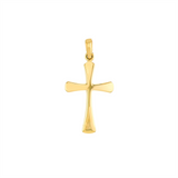 14K Yellow Gold Flare Edged Cross Pendant