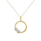 10K Yellow And White Gold Natural Diamond Infinity Circle Pendant