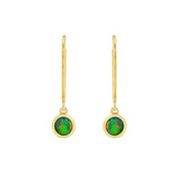 14K Yellow Gold Crystal Opal Dangle Earrings