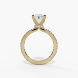 14K Yellow Gold Classic Round Natural Diamonds Engagement Ring
