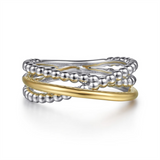Sterling Silver And 14K Yellow Gold Bujukan Criss-Cross Ring