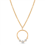 14K Yellow Gold Natural Diamonds Circle Necklace