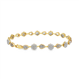 10K Yellow And White Gold Diamond Flower And Pear Link Bracelet
