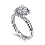 14K White Gold 'Deedie' Round Diamond Hidden Halo Engagement Ring