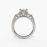 14K White Gold Three Stone Oval Natural Diamonds Engagement Ring