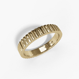 14K Yellow Gold Textured Straight Band