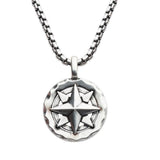 Sterling Silver Oxidized Compass Pendant Necklace