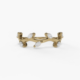 14K Yellow Gold Floral Natural Diamonds Band