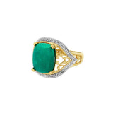 JT ESTATE 10K White And Yellow Gold Cushion Cabochon Turquoise Ring
