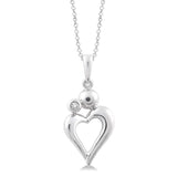 Sterling Silver Natural Diamonds Heart Pendant