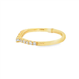 14K Yellow Gold Curved Natural Diamonds Band