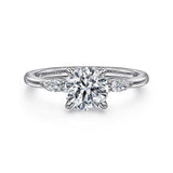 14K White Gold 'Dela' Three Stone Round Diamond Engagement Ring