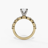 14K Yellow And White Gold Modern Round Natural Diamonds Engagement Ring