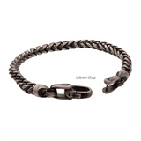 5mm Brushed Antiqued Finish Black IP Steel Sandblast Franco Chain Bracelet
