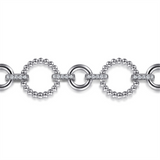 Sterling Silver White Sapphire Bujukan Fancy Link Bracelet