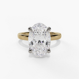 14K Yellow And White Gold Hidden Halo Oval Diamond Engagement Ring
