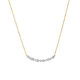 10K Yellow And White Gold Natural Diamond Curved Bar Necklace