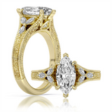 14K Yellow Gold 2.09Ct Marquise Lab Grown Diamonds Vintage Engagement Ring