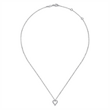 14K White Gold Pavé Diamond Open Heart Necklace