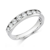 14K White Gold Channel Straight Natural Diamond Band